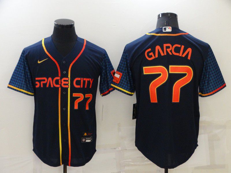 Men Houston Astros 77 Garcia Blue City Edition Game Nike 2022 MLB Jersey